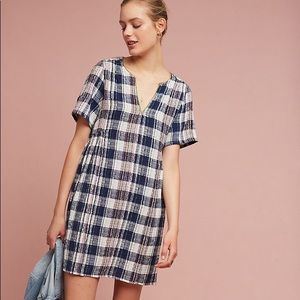 DRA Anthropologie Textured Gingham Swing Dress